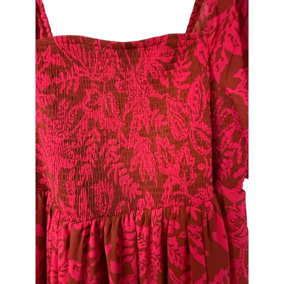 Torrid Pink and Brown Chiffon Floral Tea Length Dress - Size 2X - Picture 9 of 12